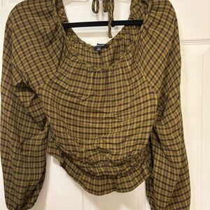 Madewell Yellow and Black Plaid Blouse